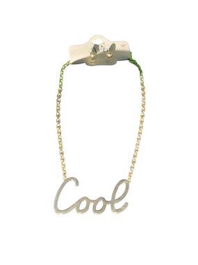 Arte Gold-Tone "Cool" Script Necklace 18" Chain & Matching Stud Earrings Set